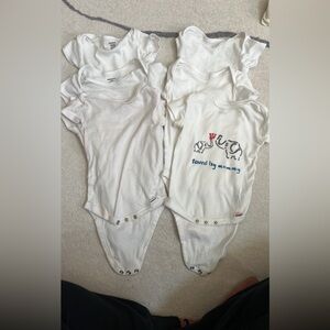 Gerber White Baby Bodysuits with Elephant Design